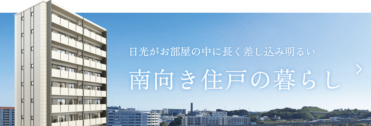 日光がお部屋の中に長く差し込み明るい南向き住戸の暮らし